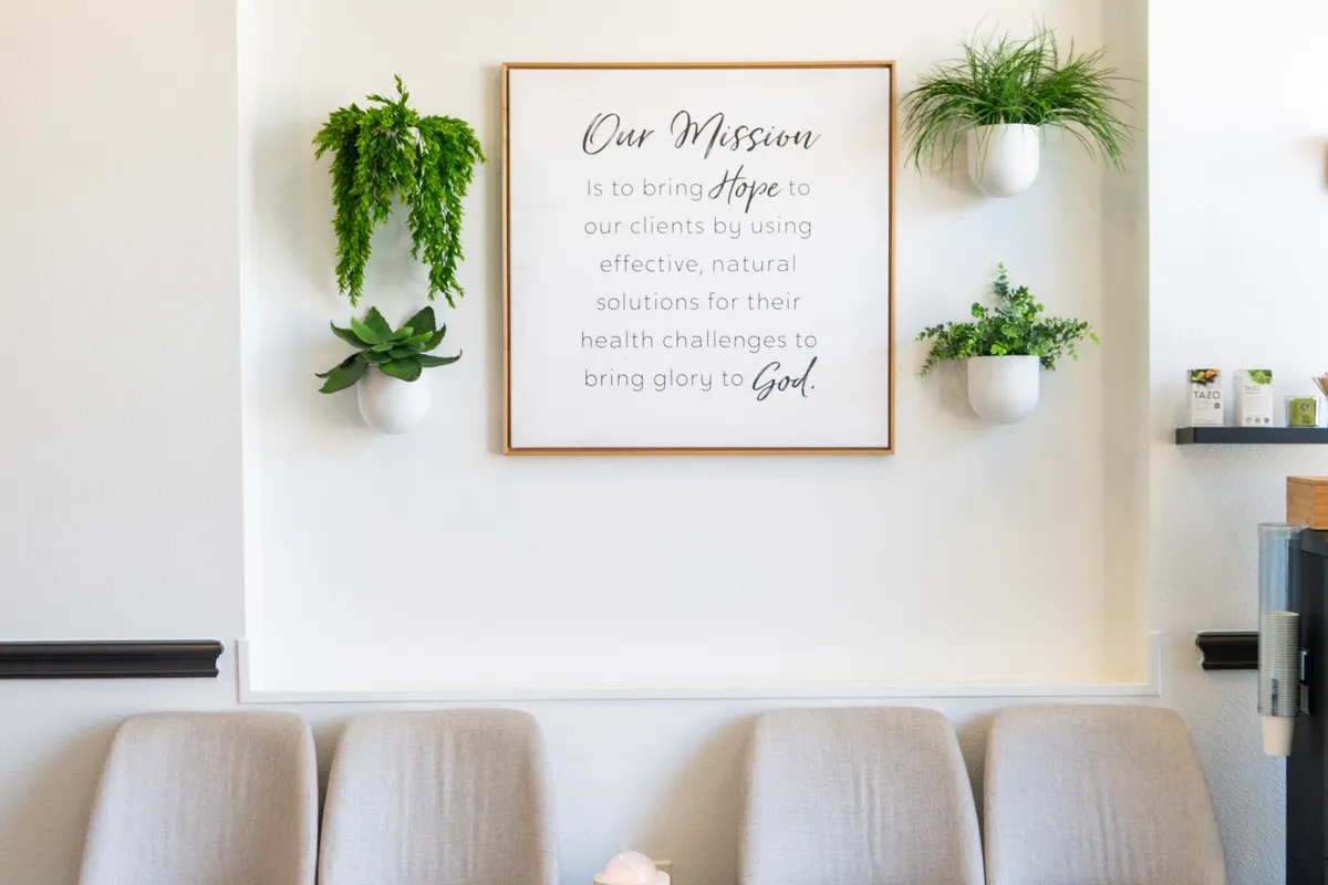 The framed mission statement on the practice wall