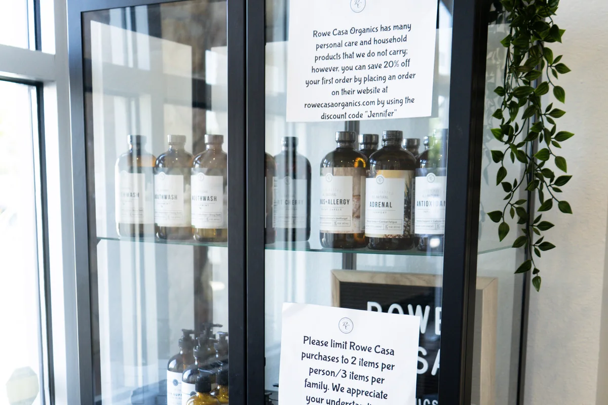 Retail shelves stocked with supplements, labelled by areas of support